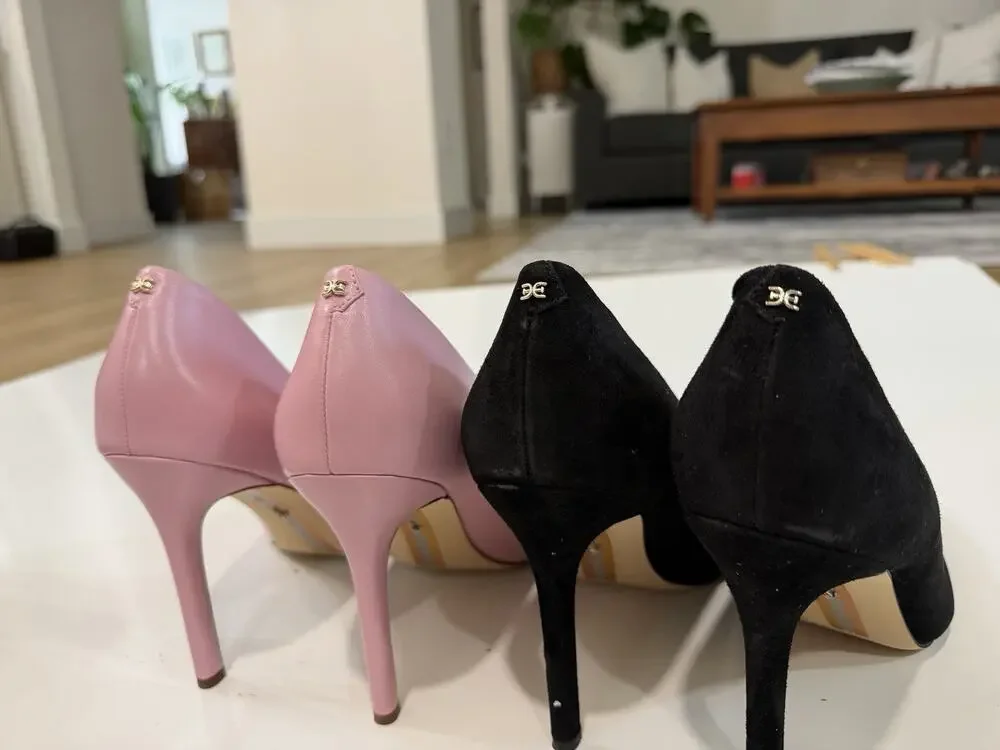 Women's Sam Edelman Hazel Pumps Baltic Black Suede Pink Lot Of 2 Size 11 NWOB